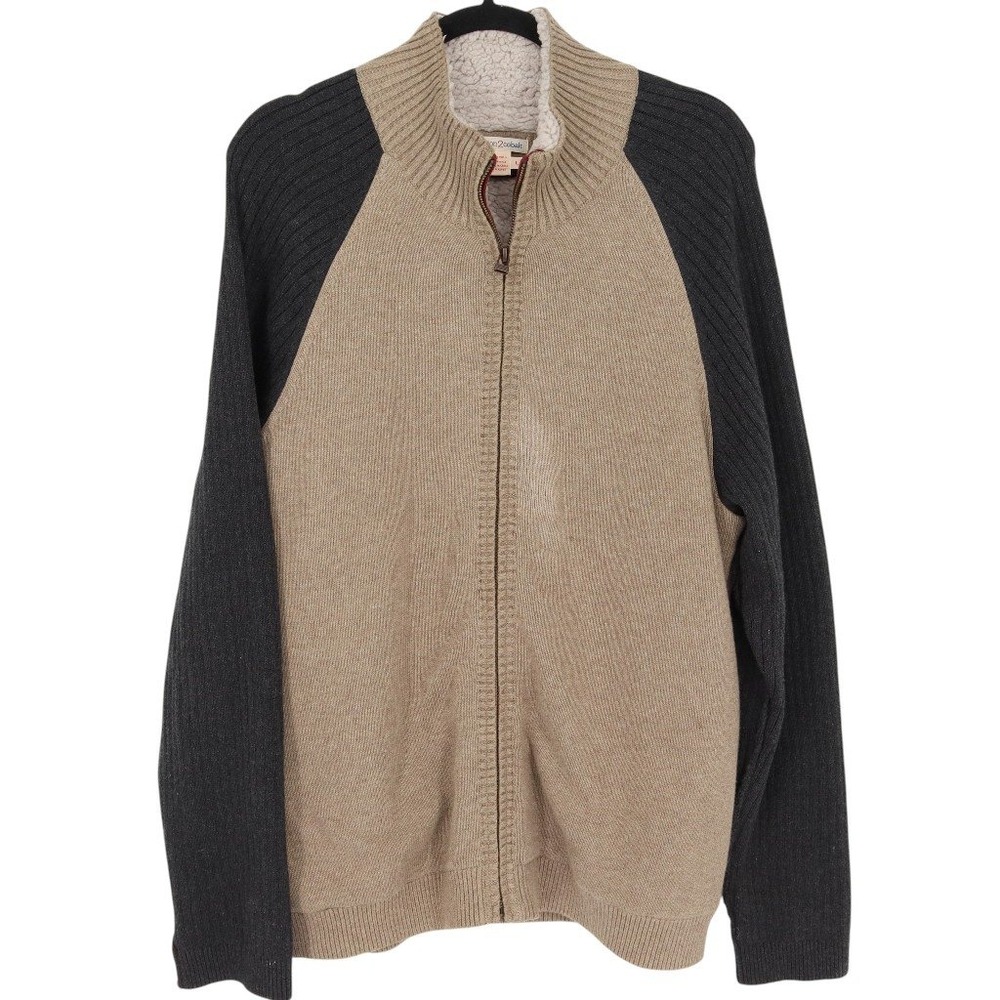 Carbon 2 Cobalt Men's Sherpa Fleece Lined Full Zip Sweater Size L Beige Casual
